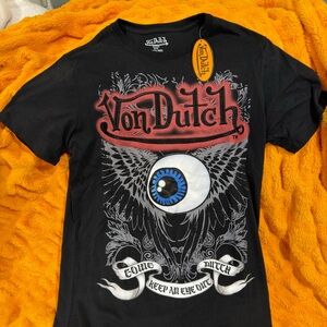 Von Dutch Black Tee with Eye Graphic
